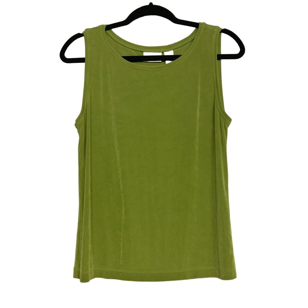 CHICOS Travlers Green Sleeveless Top SZ 2 Medium